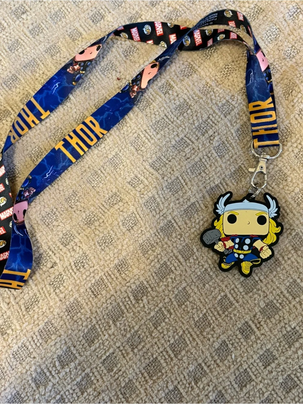 Marvel Funko Kids Thor Lanyard in Blue and Yellow with Rubber Charm